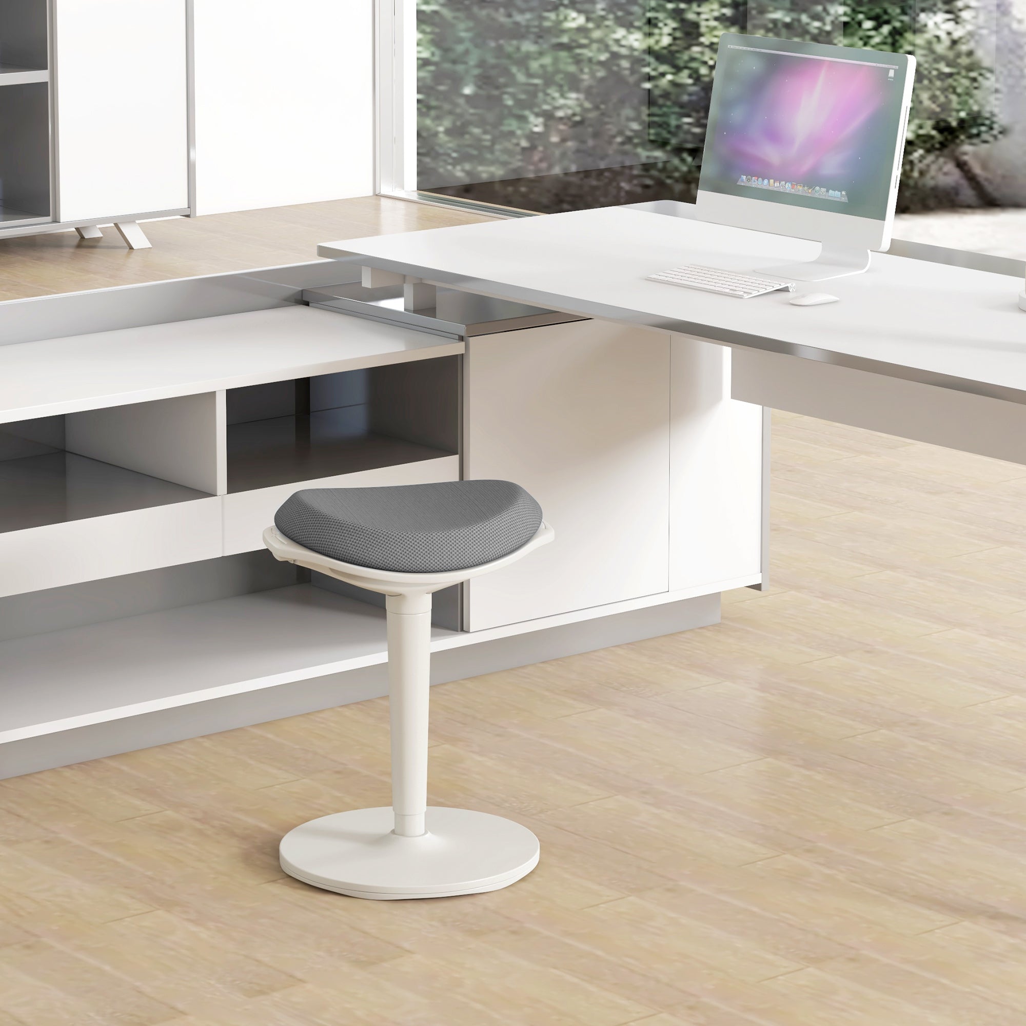 Pendulum Stool, Ergonomic Office Swivel Chair, Mesh Gray