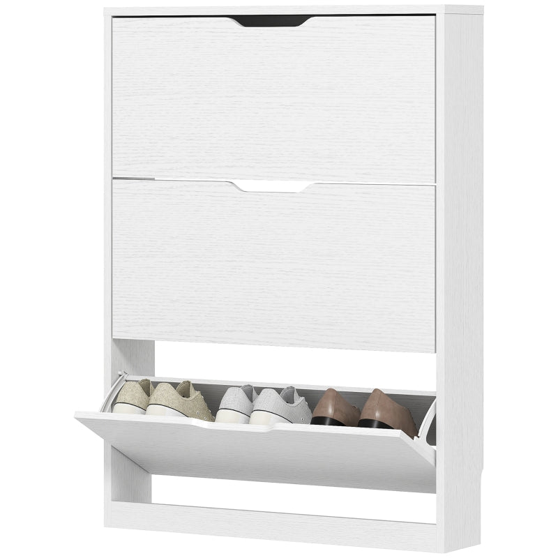 Shoe Cabinet with 3 Doors, Narrow, White