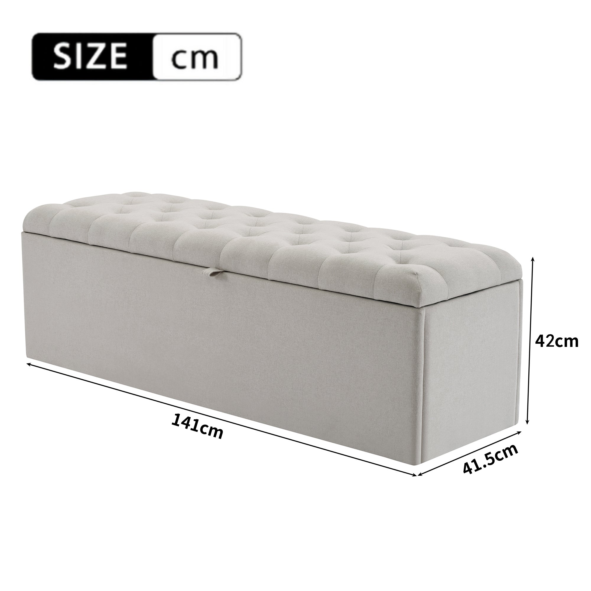 Upholstered Bench with Storage Space and Bed Stool, Light Grey Linen