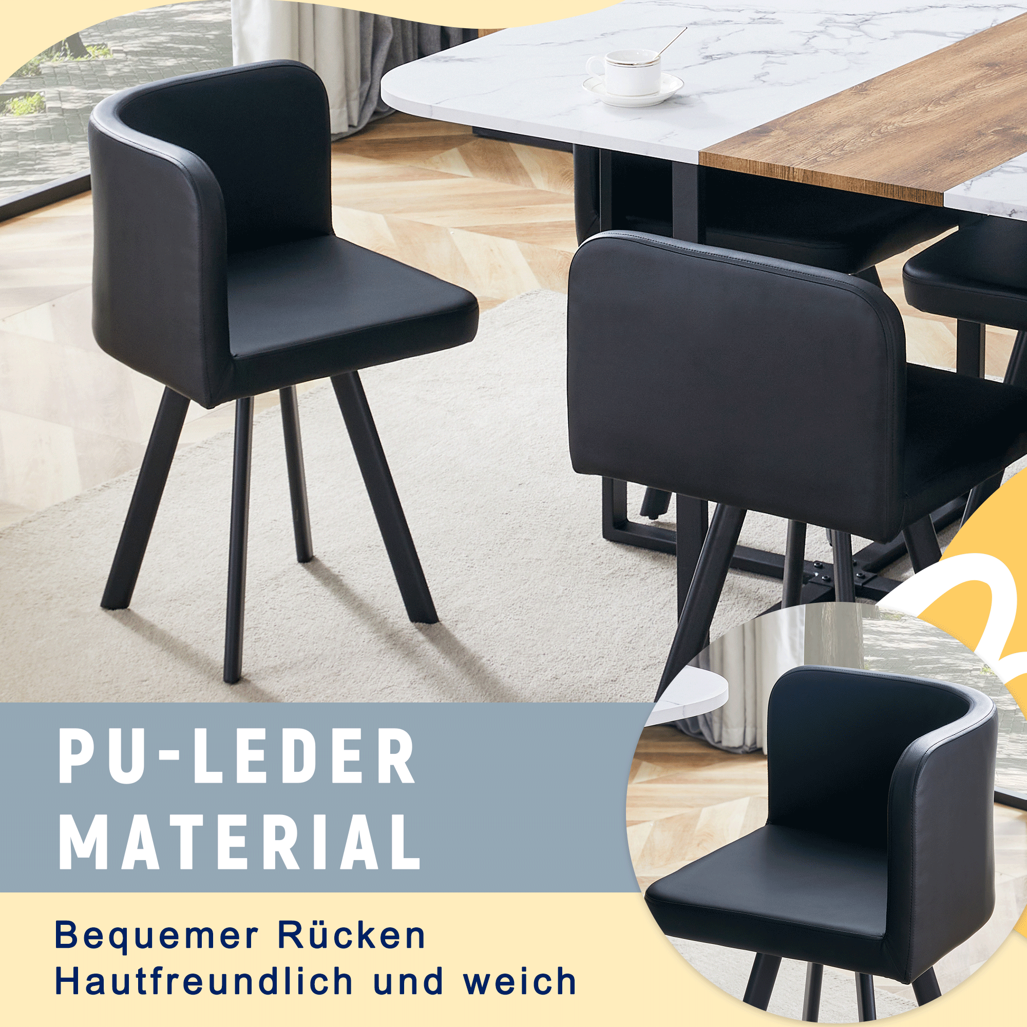 Dining Set Extendable Table & Folding Chairs - White/Black