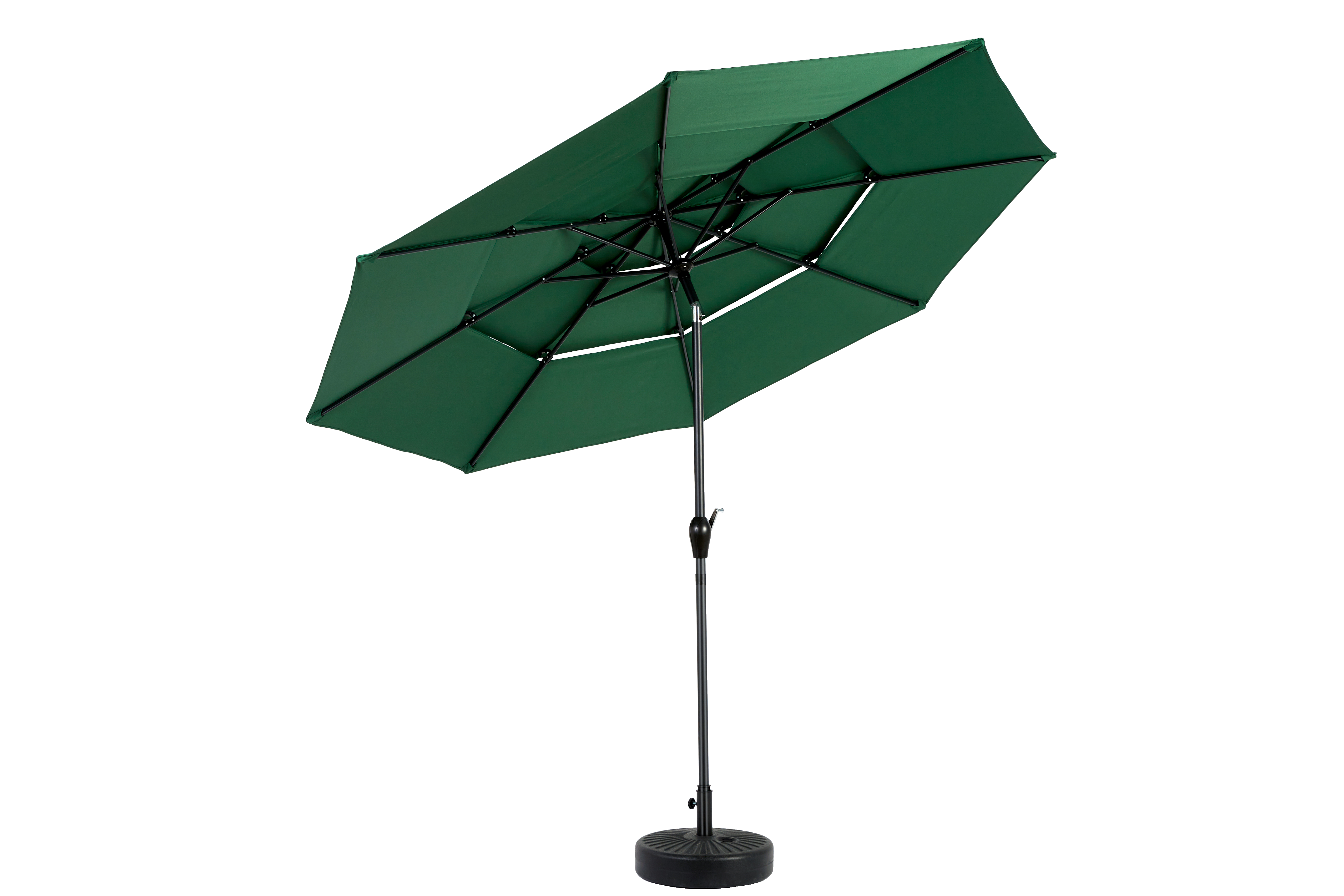 Outdoor Umbrella Double Sided Rectangular 14.8 Ft Large Crank - Dark Green (No Base)