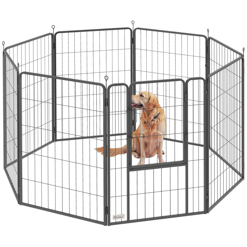 Puppy Playpen Set Up Eight-Panel Dog Playpen With Door, Large