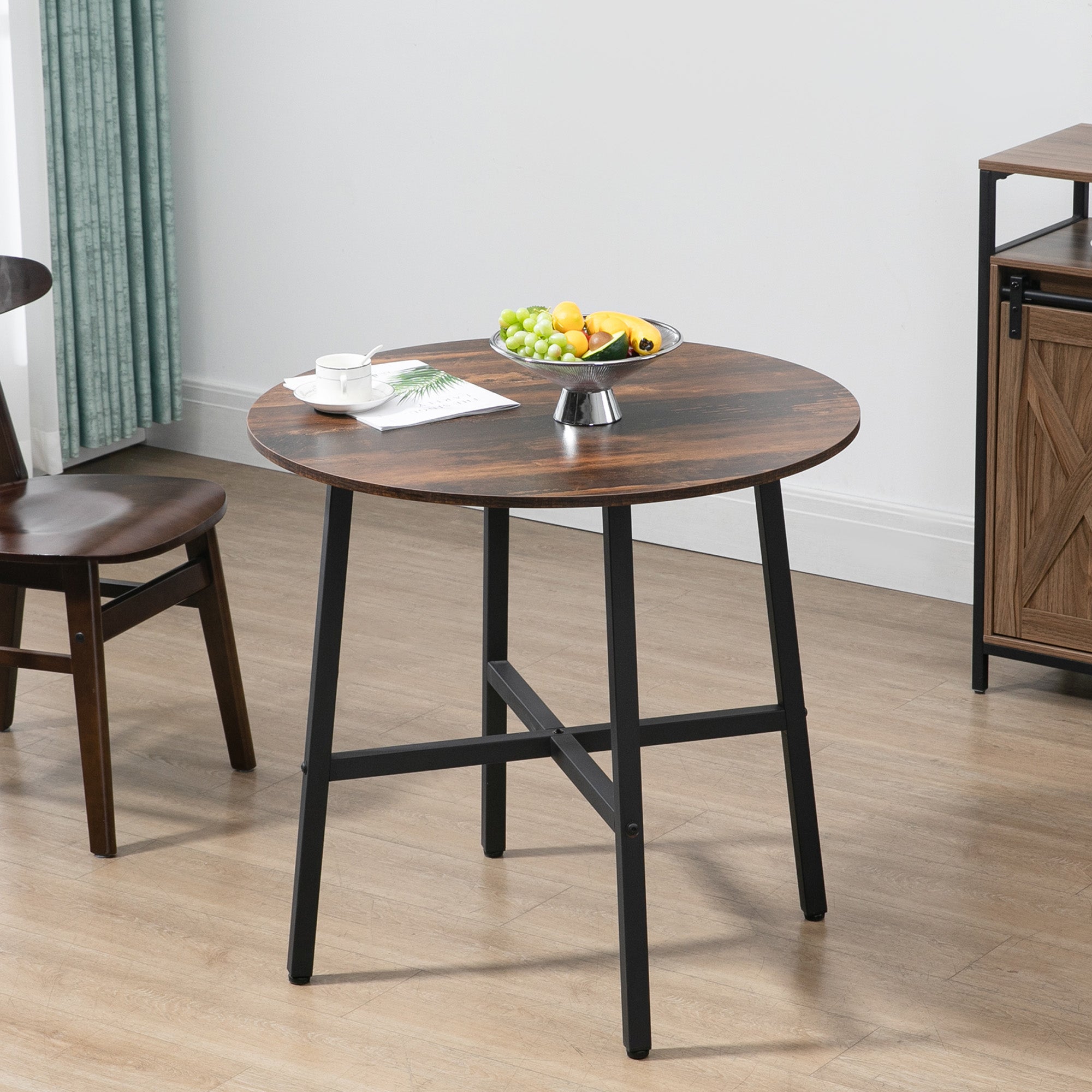 Dining Table for 4 People, 80 x 80 x 76 cm, Steel Brown