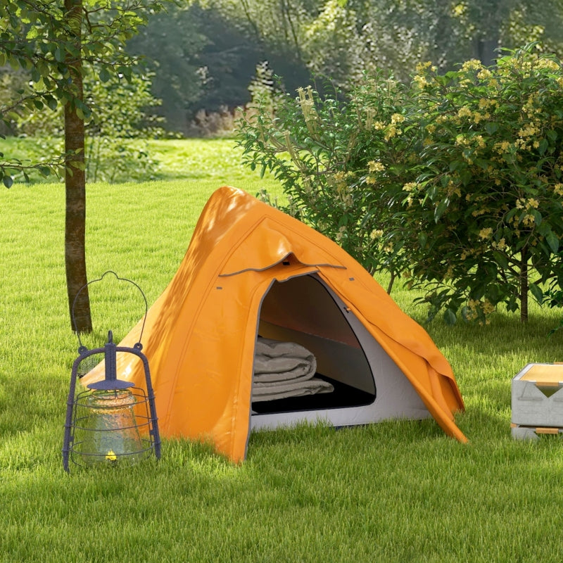 Double Layer Camping Tent, 1-2 Man Backpacking, 2000mm Waterproof, Lightweight, Orange