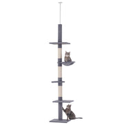 Cat Tree, Height Adjustable Sisal Posts, Grey
