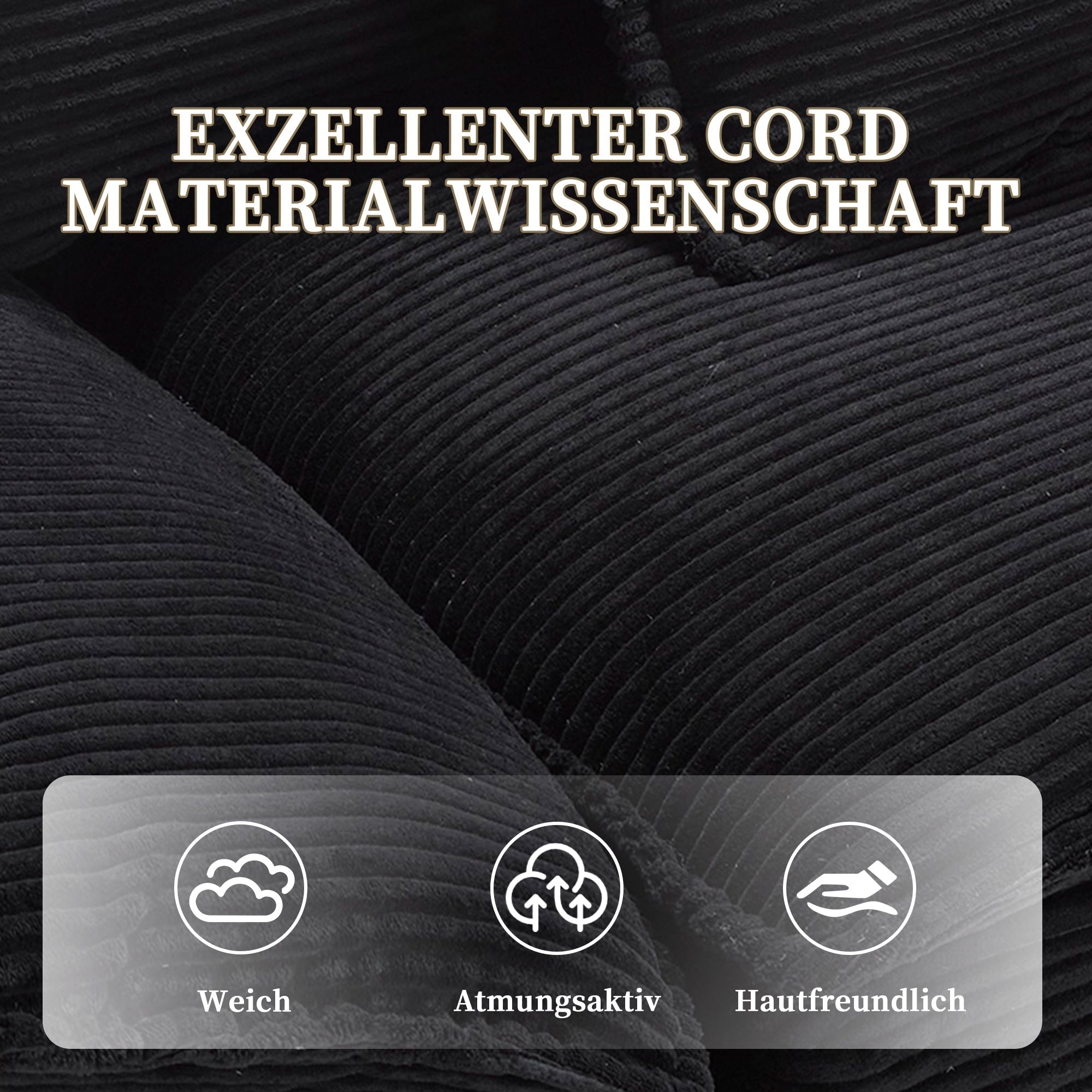 Double Sofa, Modern Simple Feather Bed, Black