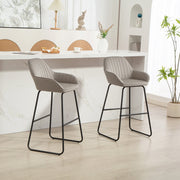 Barhocker, 2er-Set, gepolstert mit Metallbeinen, Grau