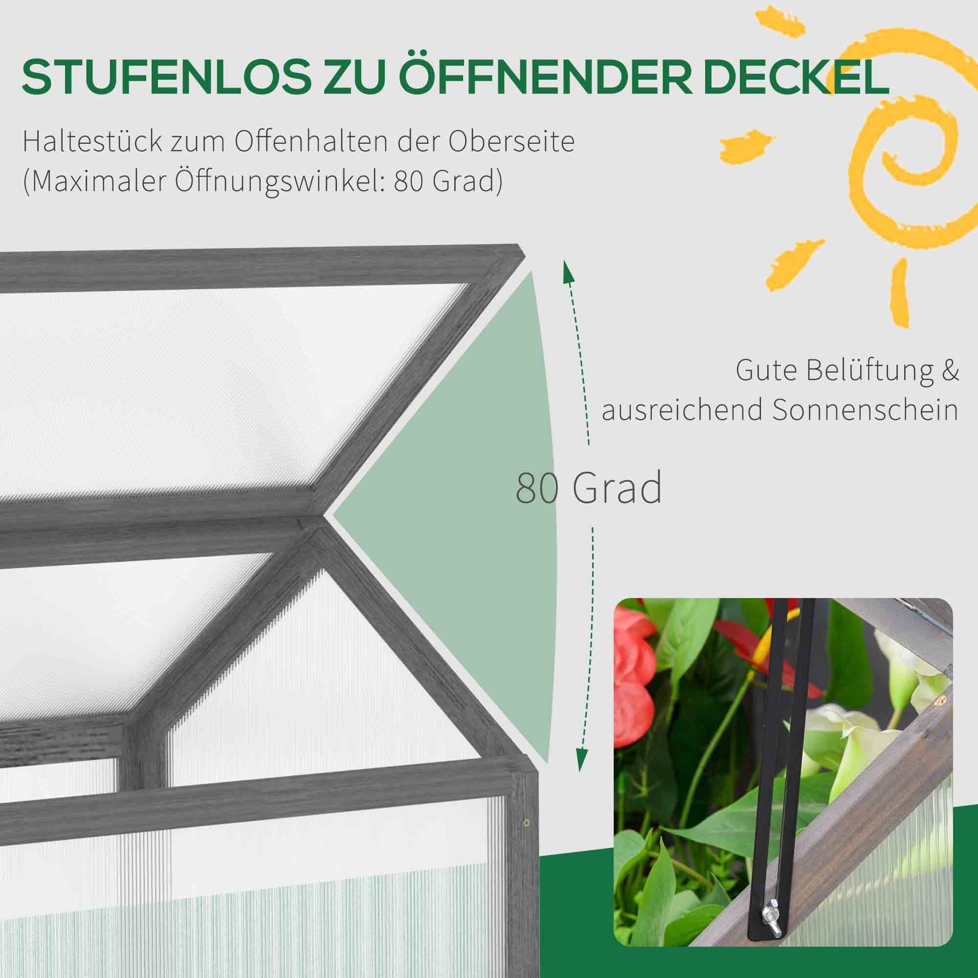 Wooden Cold Frame Mini Greenhouse 90x52x49.5cm Winterproof Grey