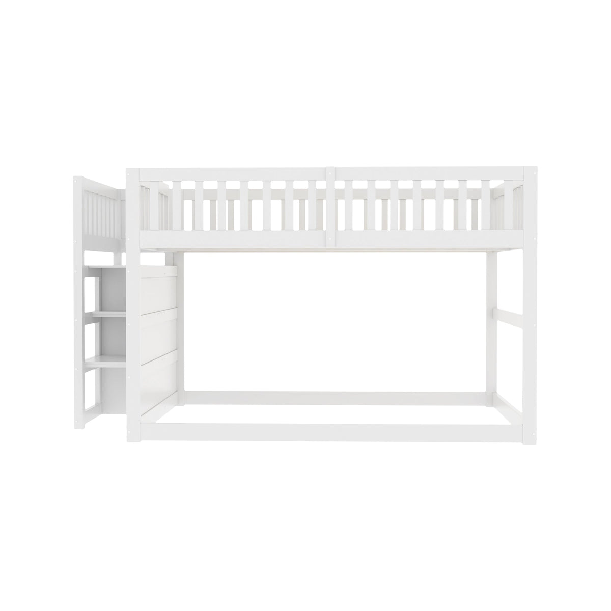 Wooden Bunk Bed with Ladder, Storage Drawers & Space-Saving Design, White