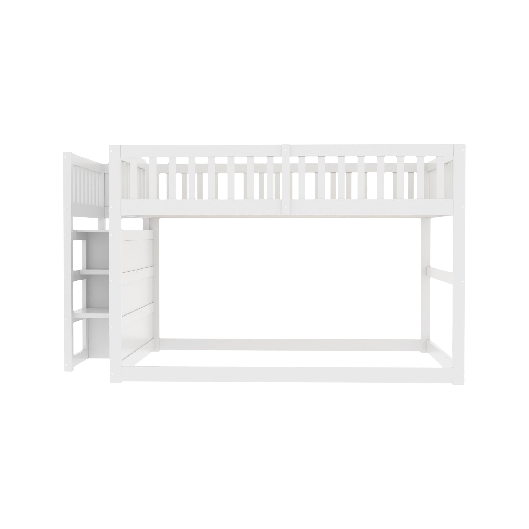 Wooden Bunk Bed with Ladder, Storage Drawers & Space-Saving Design, White