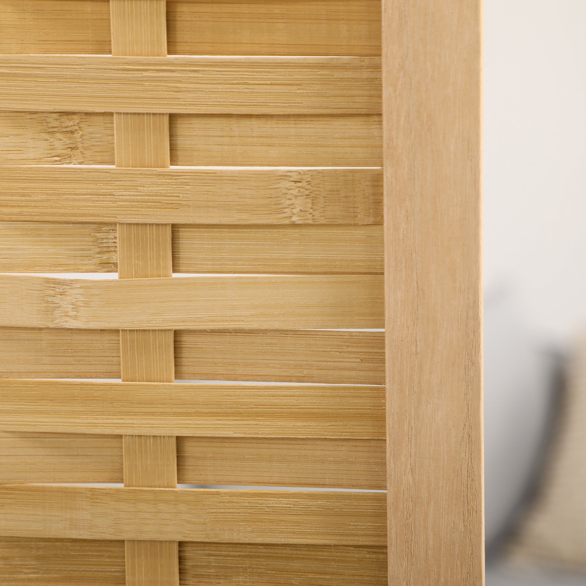 Folding Screen, 4-Panel Room Divider 160 x 170 cm, Bamboo Natural