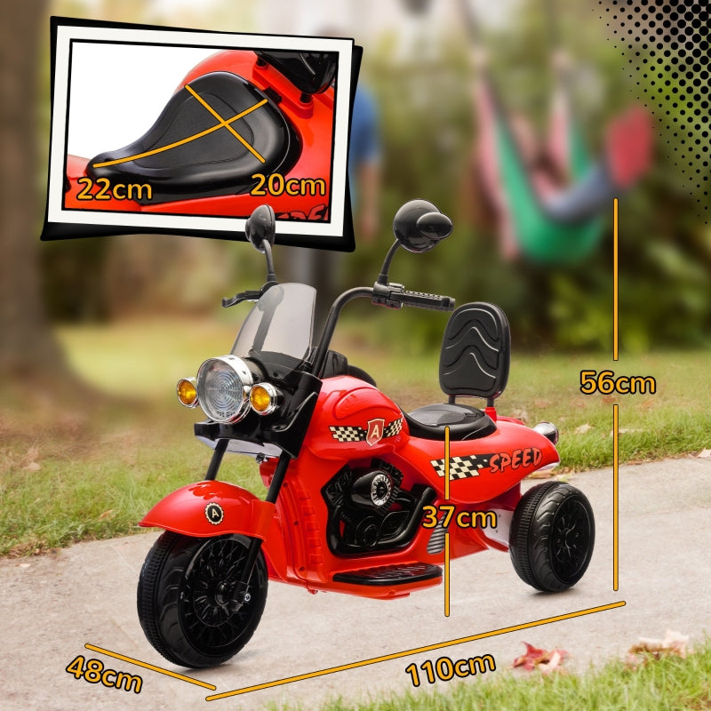 aiyaplay electric kids motorcycle, 3 wheels, 6v battery operated, red