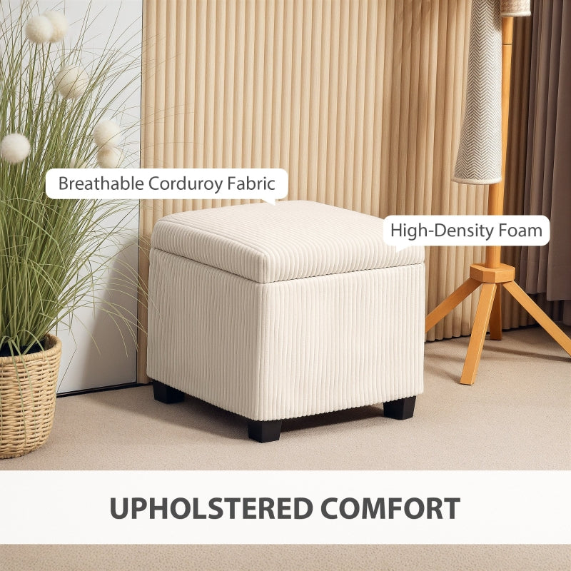 Storage Ottoman Bench Footstool 40cm Storage Chest Corduroy Beige
