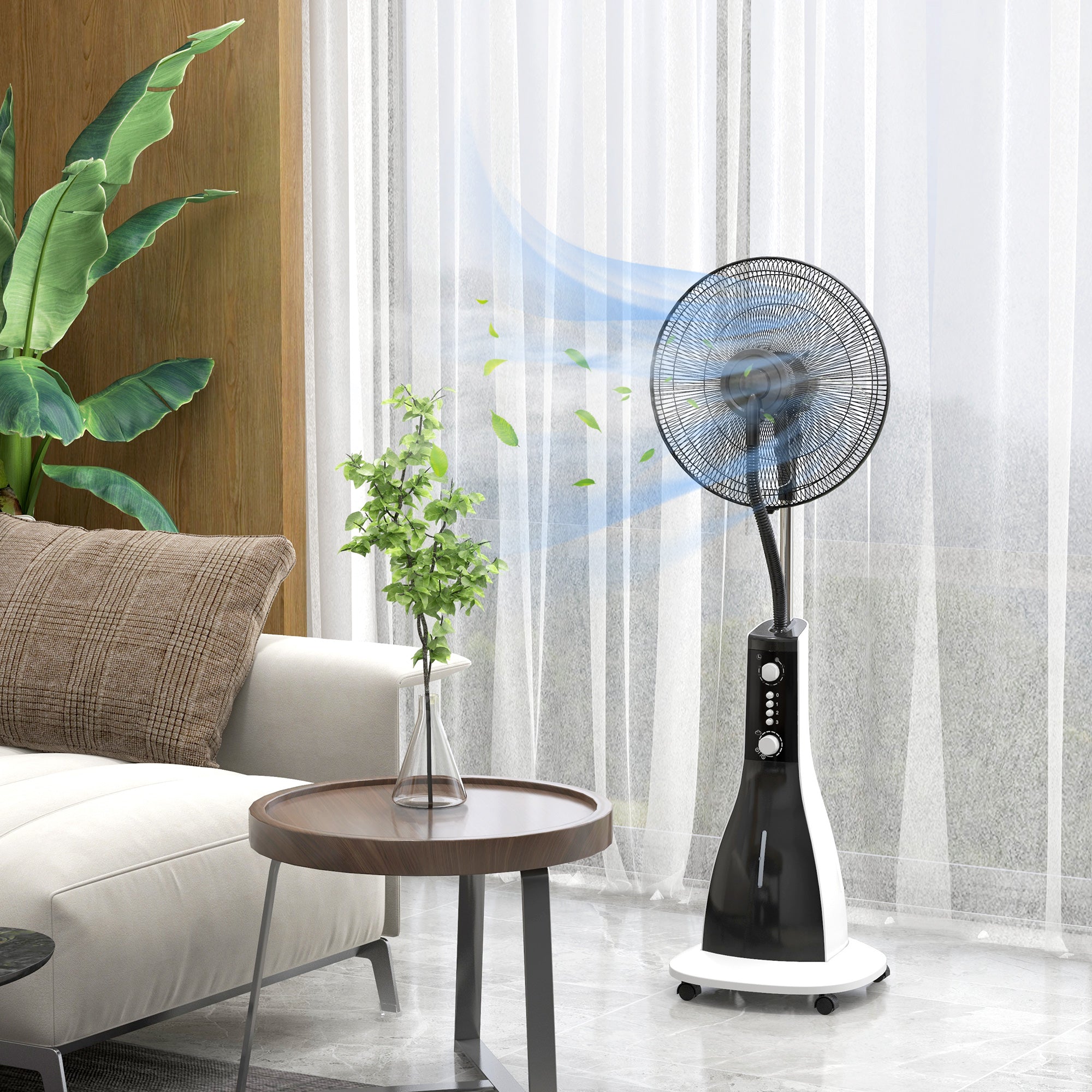 Fan with Mist Function, 90W, 3L Tank, 3 Modes, Timer, Oscillating, Black