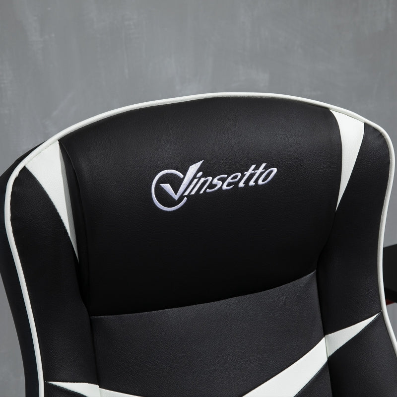 Gaming Chair Ergonomic Adjustable Height Swivel PVC Leather Black