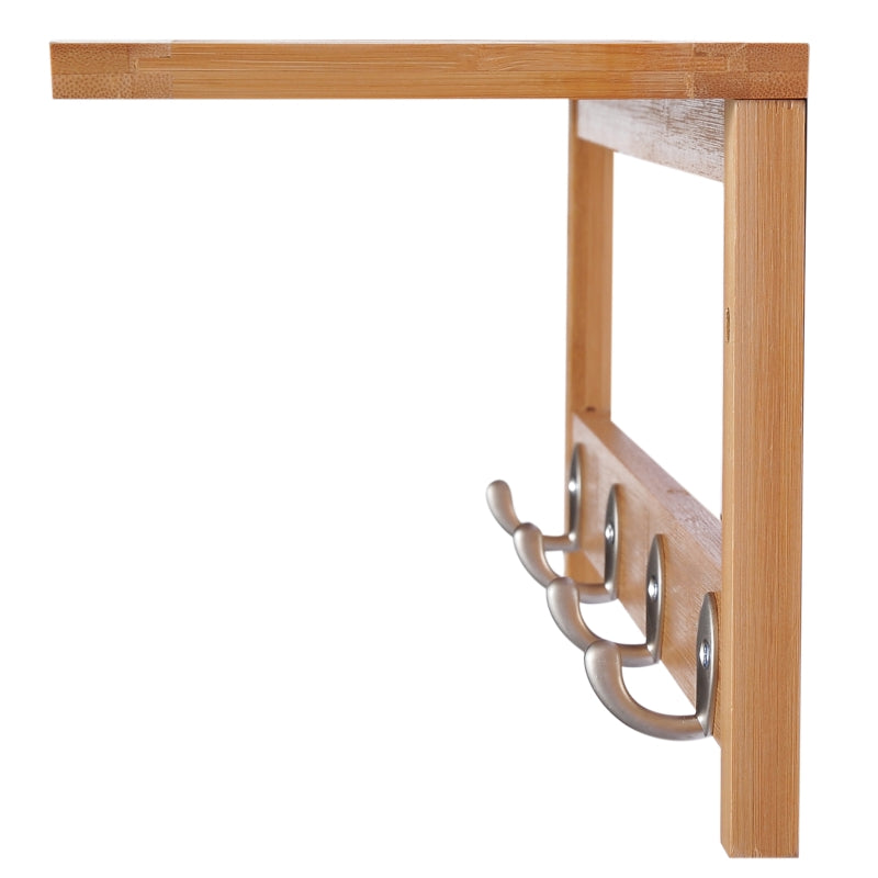 Wall-Mounted Coat Rack with Hooks 50cm - Natural Wood