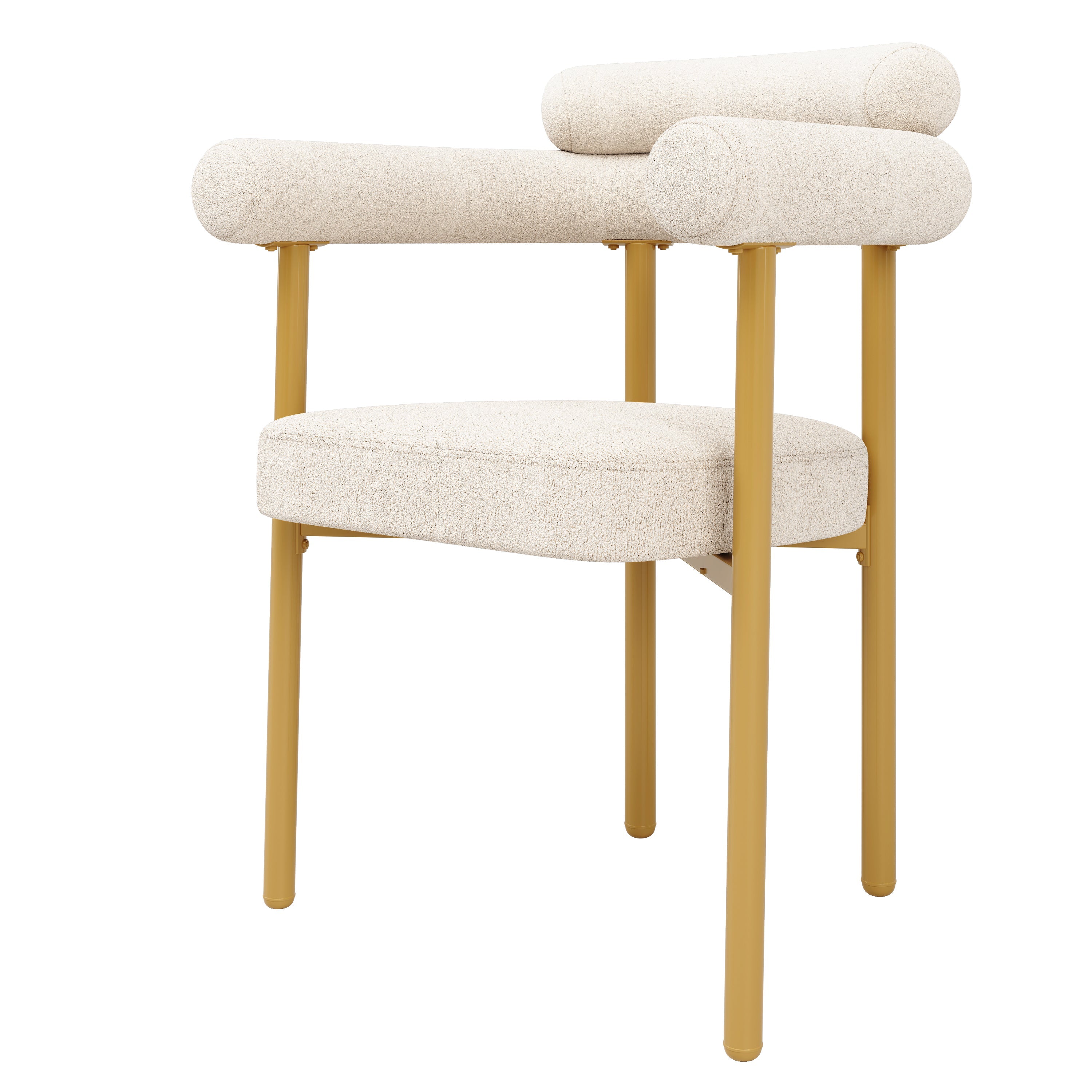 Dining Chairs Set of 4 Modern Gold Legs Ring Seats - Beige Suede