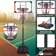 Portable Basketball Hoop, Adjustable Height 5.6-7FT, Indoor/Outdoor, Red