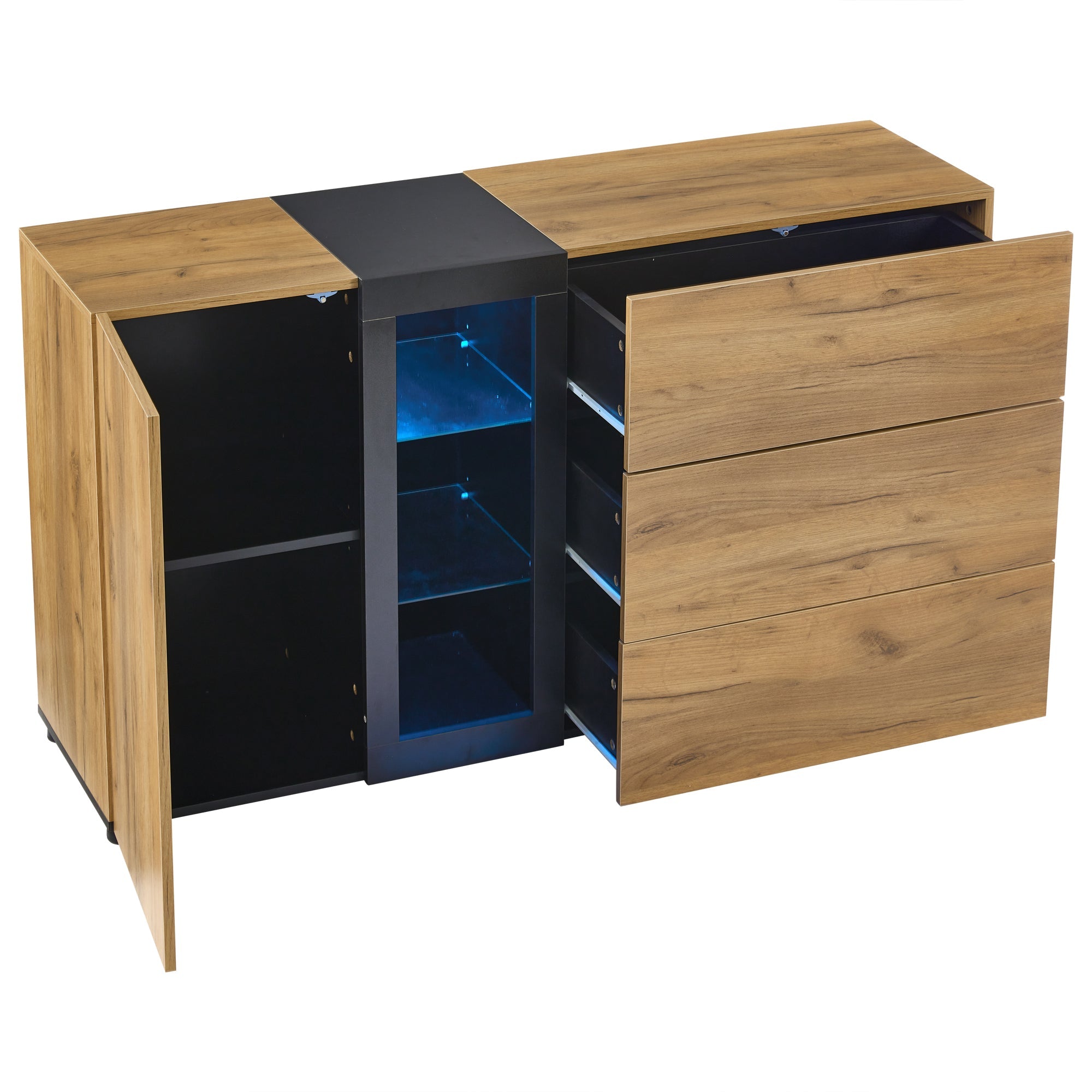 Sideboard Modern Buffet Storage Console Cabinet 3 Drawers Glass 140 cm