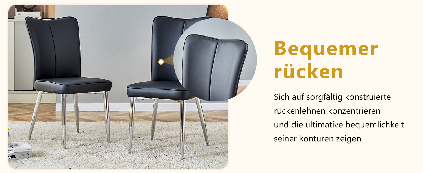 2 Dining Chairs Modern PU Silver Metal Legs 89cm High - Black