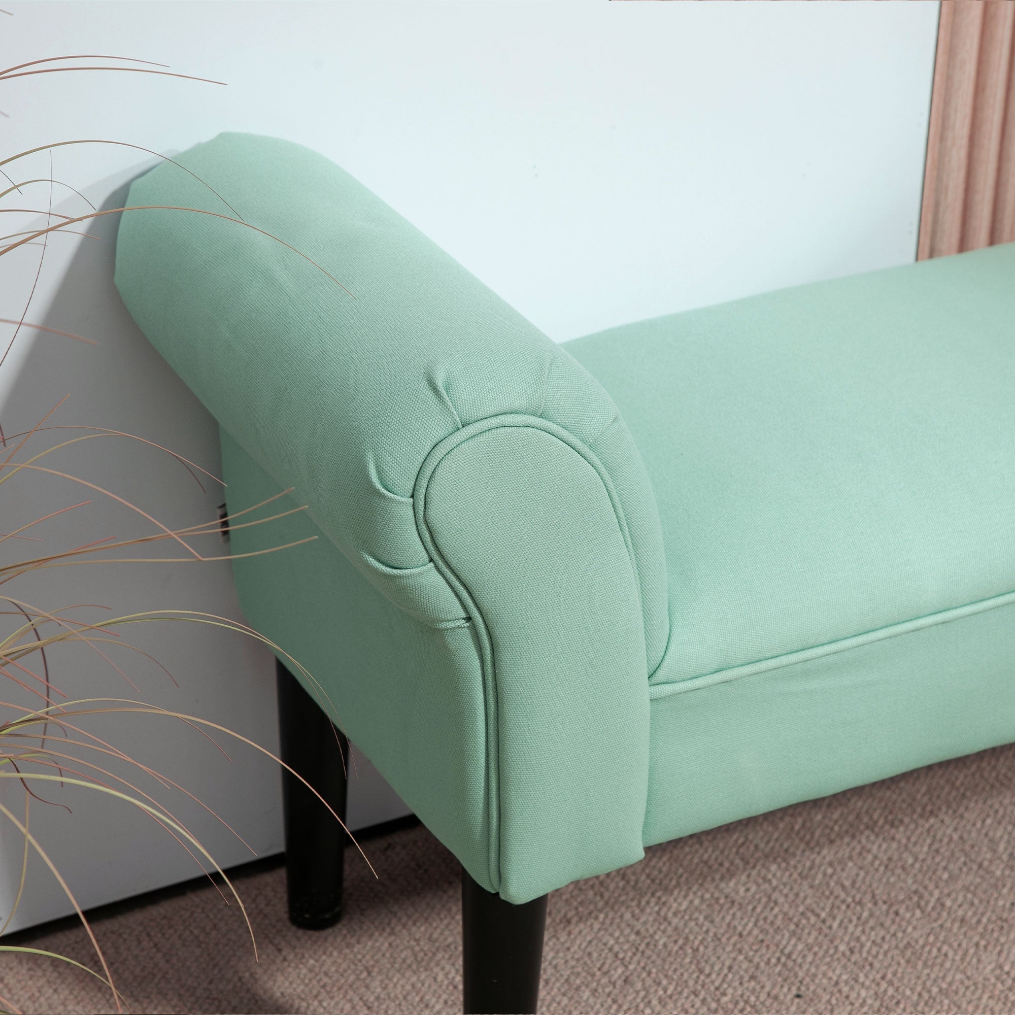 Bed Bench, Upholstered Hallway Seating, 130 kg Load Capacity, Canvas Fabric, Green