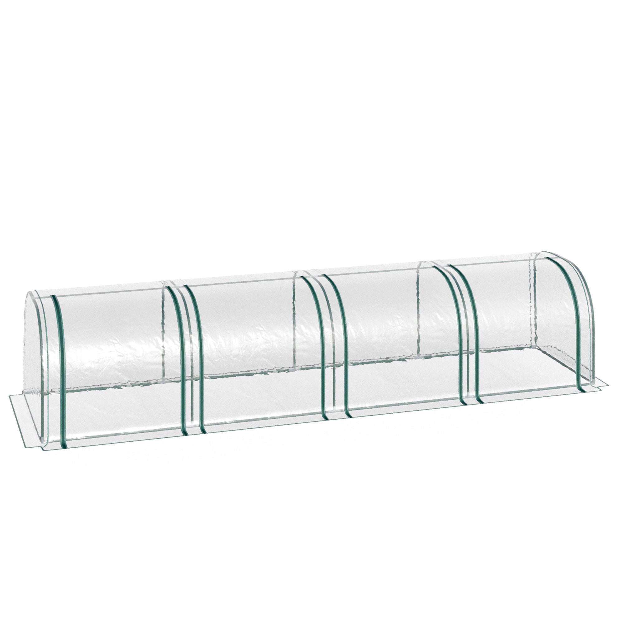 Tunnel Greenhouse, 4 Zippered Windows, Steel Frame, Robust Tarpaulin, Transparent