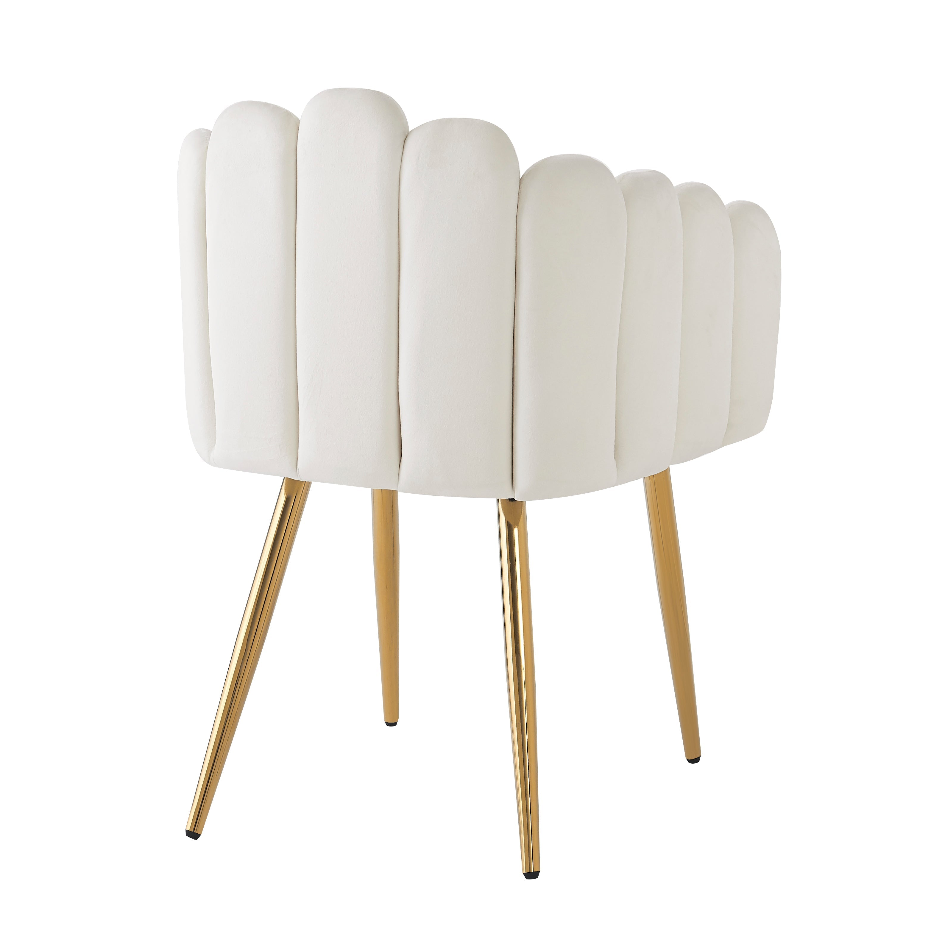 Dining Chair Set of 4 Velour Fan-Shaped Design Adjustable Legs - Gold