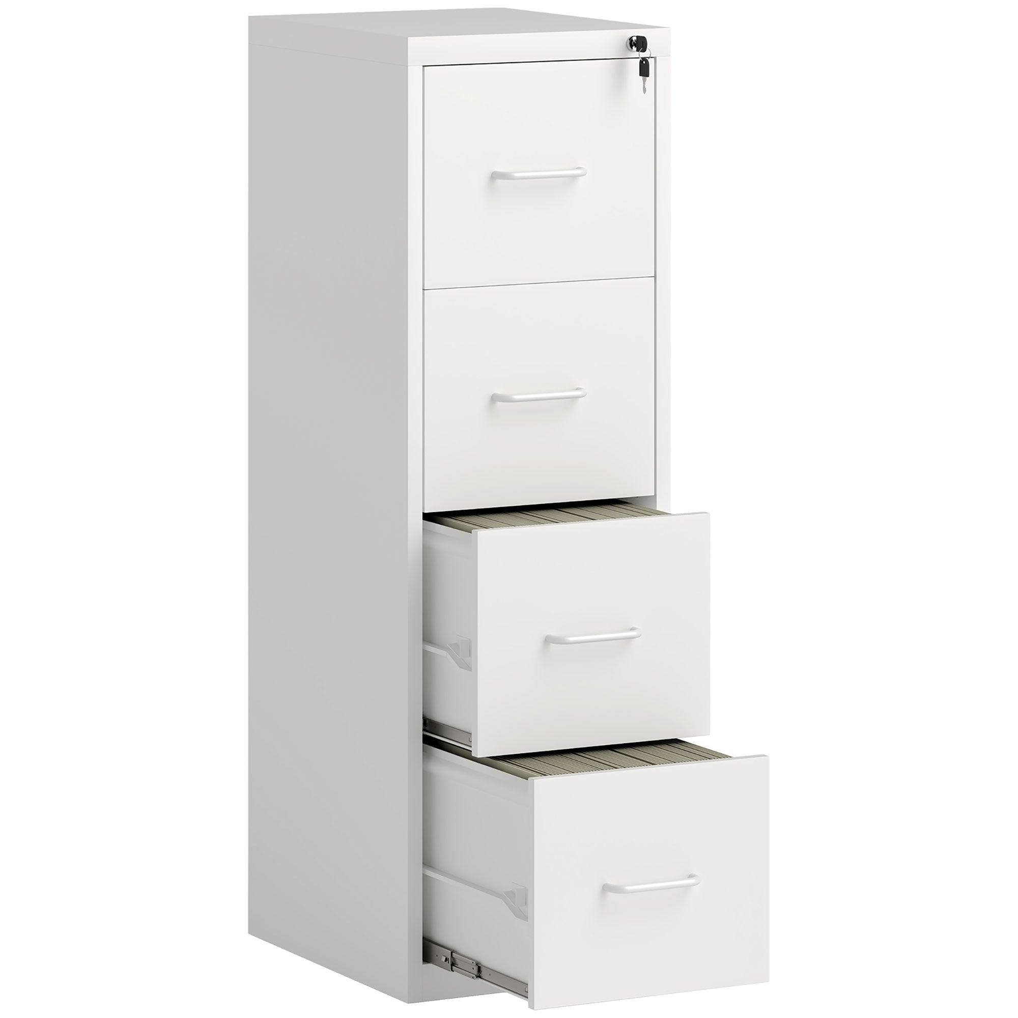 Four-Drawer Filing Cabinet Modern Steel White