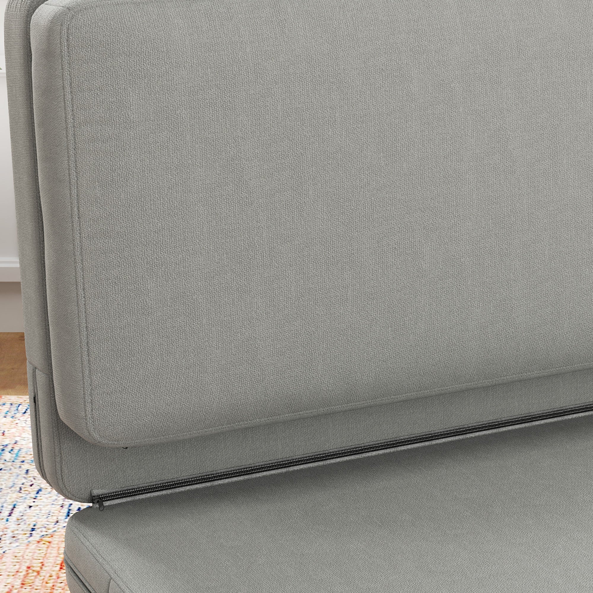 3-in-1 Schlafsofa mit Stauraum, Samt, Hellgrau