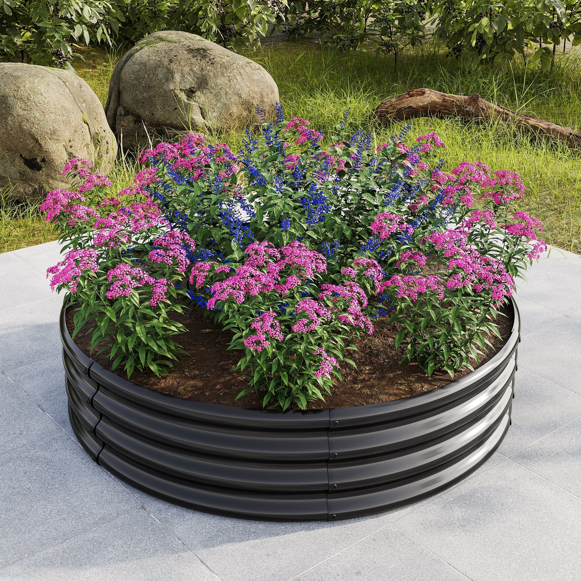 Galvanized Raised Garden Bed, Outdoor Planter for Vegetables, Fruits, Flowers, 2-Pack