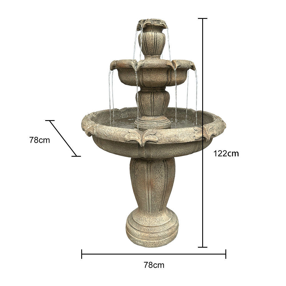 Fountain, Modern Outdoor 122cm High Electric Pump, Concrete