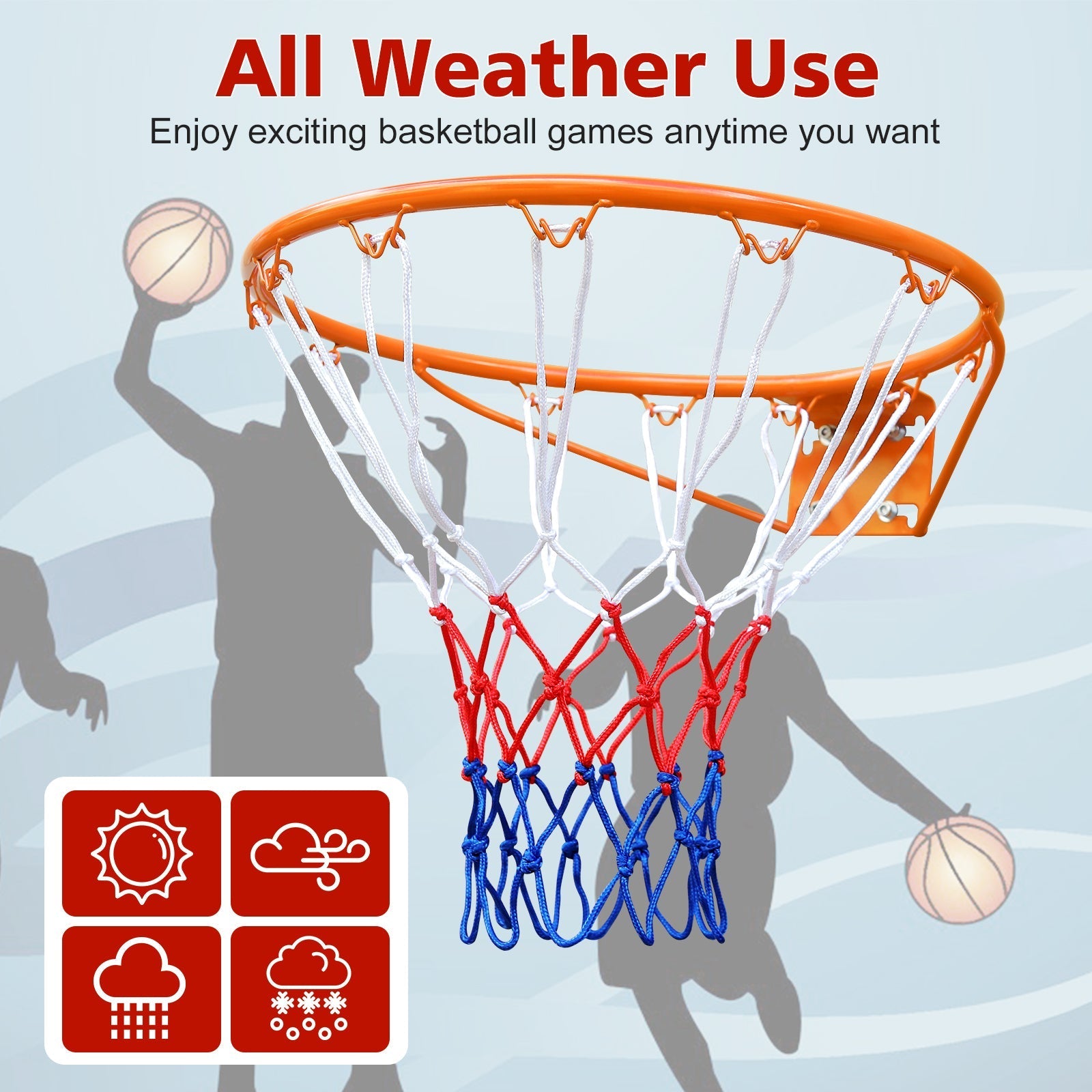 Basketball Rim Replacement, 45.72cm Heavy Duty Flex, Orange