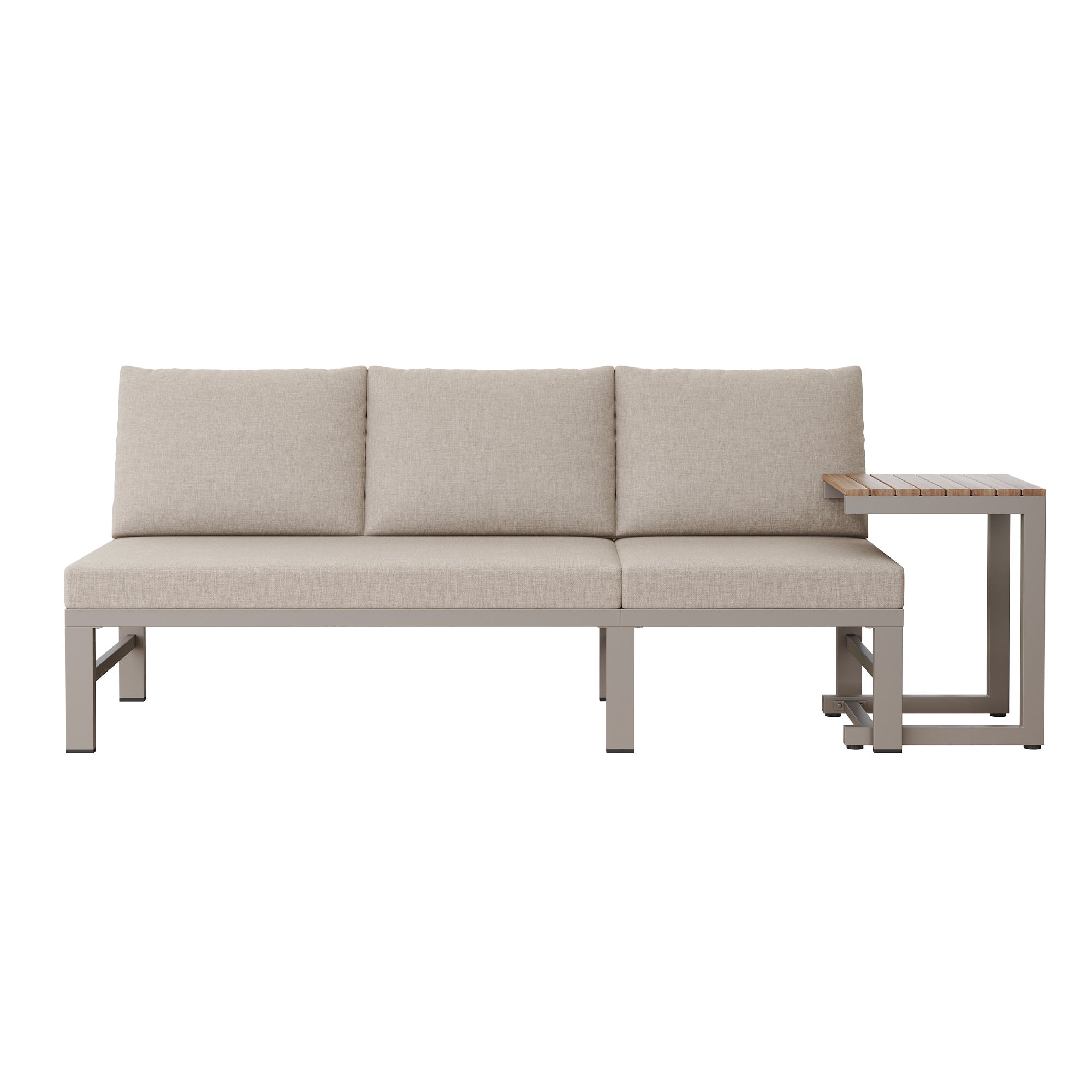 3-Seater Outdoor Sofa and Table Set with Adjustable Reclining Function, Khaki