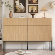 Sideboard with Six Drawers and 3D Geometric Texture, Multifunctional Storage for Living and Dining Room, Wood and Metal
