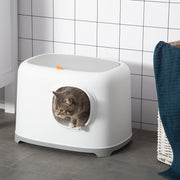 Katzentoilette, Haube, Schaufel, Gitterboden, XXL, Weiß