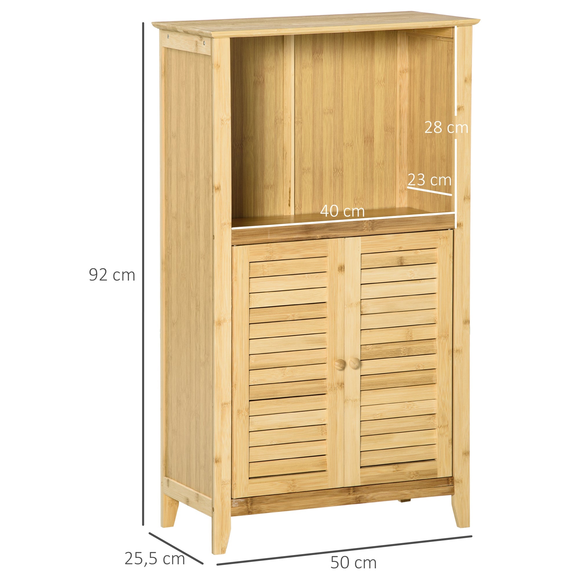 Bathroom Cabinet Freestanding Open Shelf 50x25.5x92cm Bamboo Natural