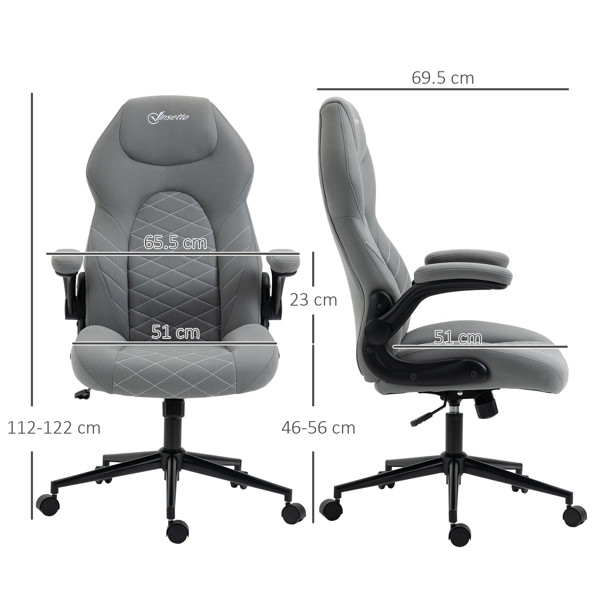 Ergonomic Office Chair, Rocking Adjustable Armrests Soft Cushion, Home Office Comfort