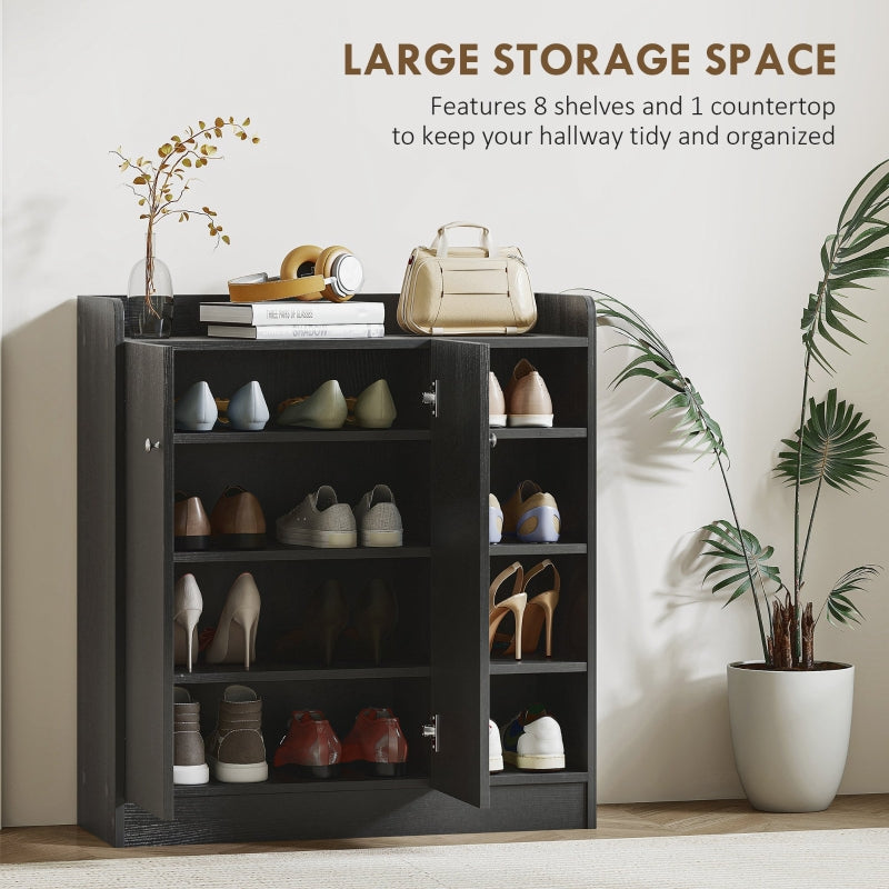 Shoe Storage Cabinet, Adjustable Shelves, Black