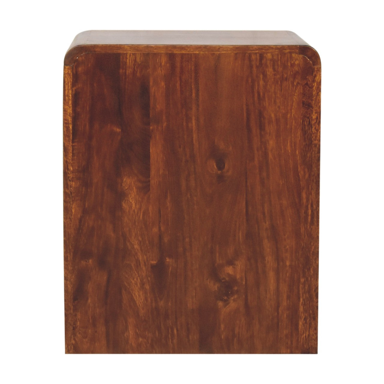 Solid Wood Bedside, T-Bar Rounded, 1 Drawer, 1 Open Slot, Dark Brown Chestnut