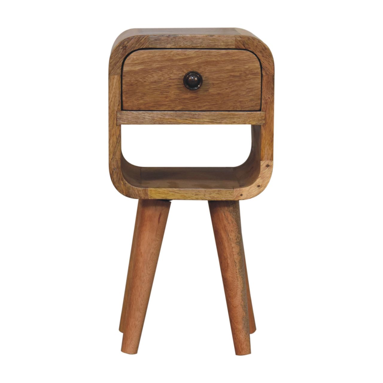 Solid Wood Extra Mini Bedside, 1 Drawer Open Slot, Brown