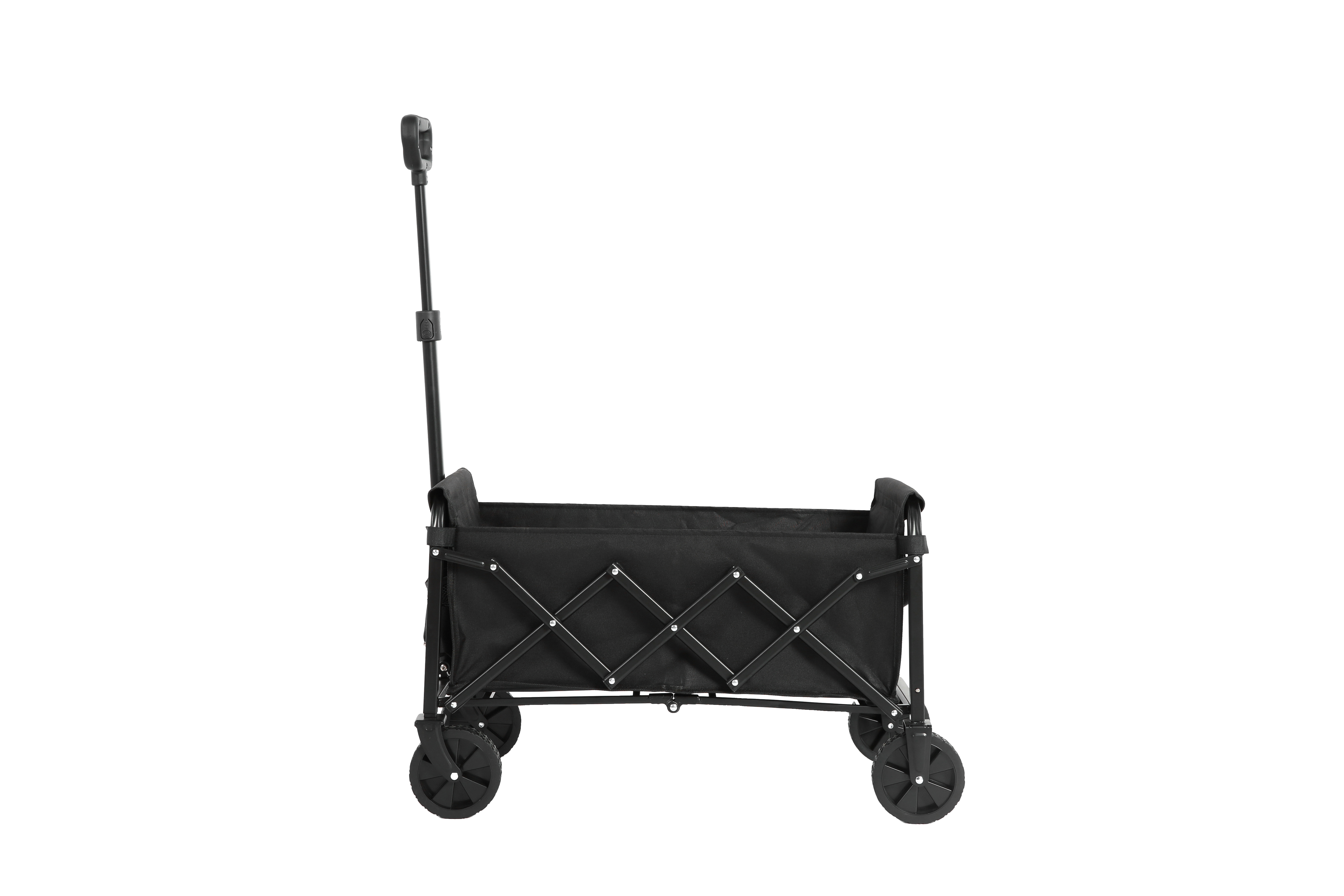 Lightweight Portable Folding Beach Wagon - Heavy Duty Utility Cart with Wheels, Large Capacity, Black