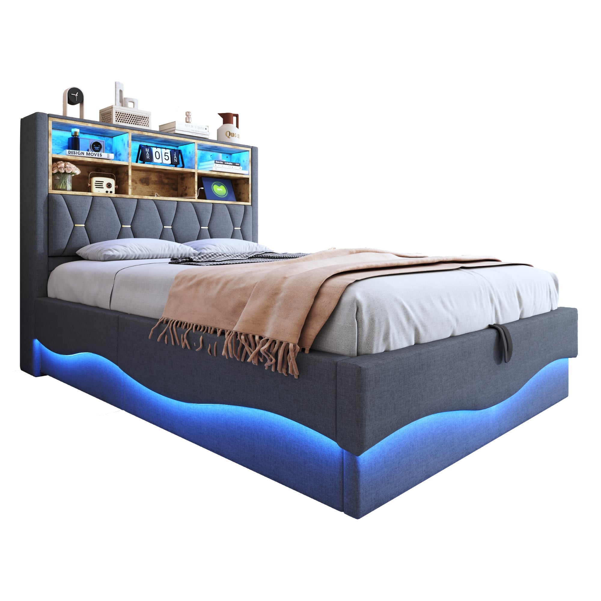 N623P284662E Multifunctional Upholstered Bed (140 x 200 cm)