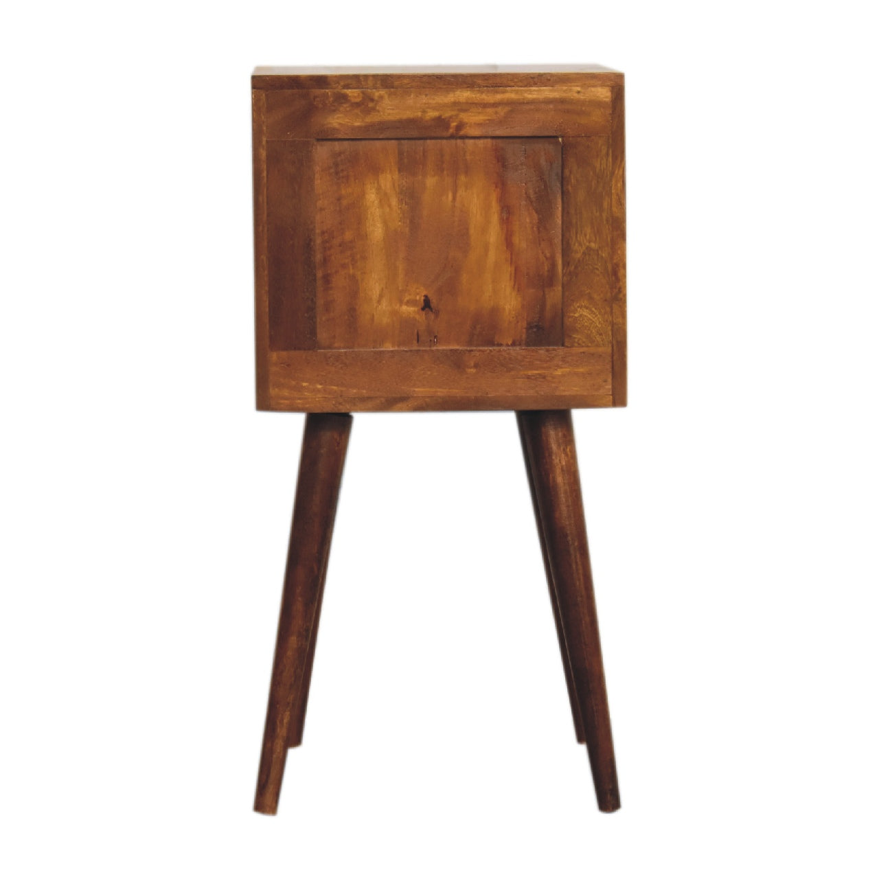 Solid Wood Mini Chestnut Cube Bedside, 2 Drawers, Dark Brown