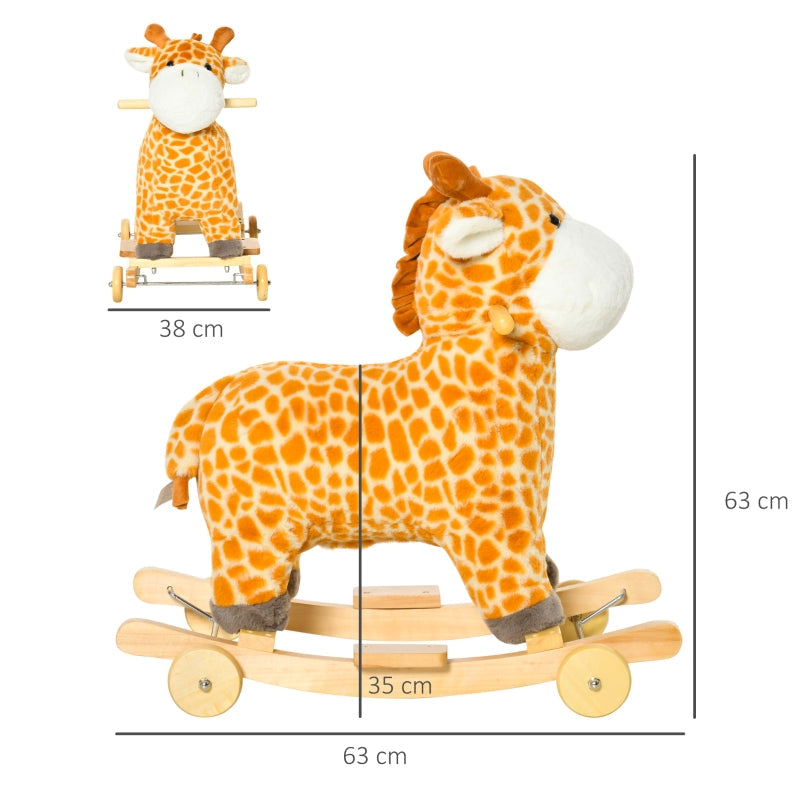 2-in-1 rocking animal giraffe with sound, wheels, handles, plush for toddlers 3-6 years