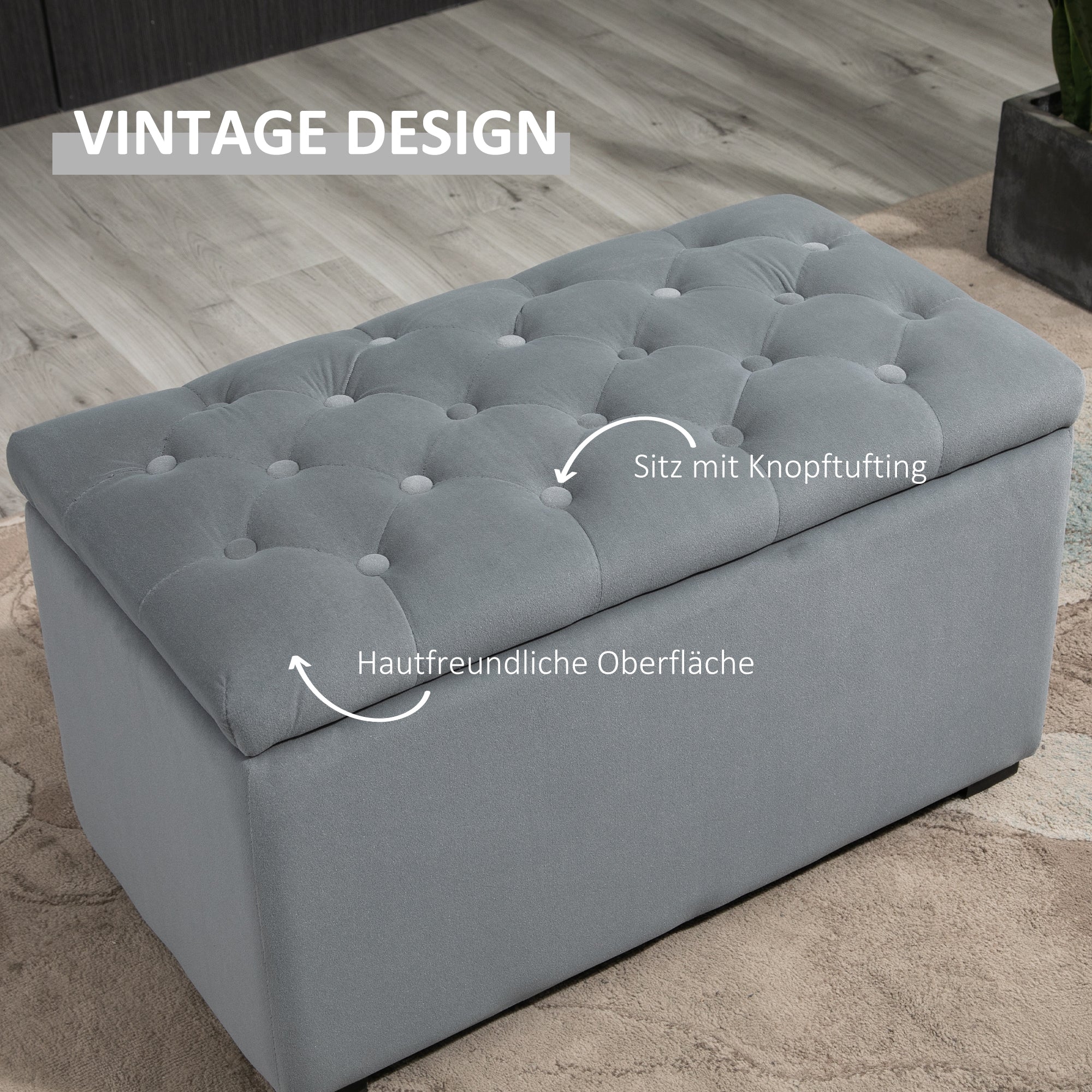 Bench with storage, 2 stools, upholstered, foldable, 130 kg, 75x40x42cm