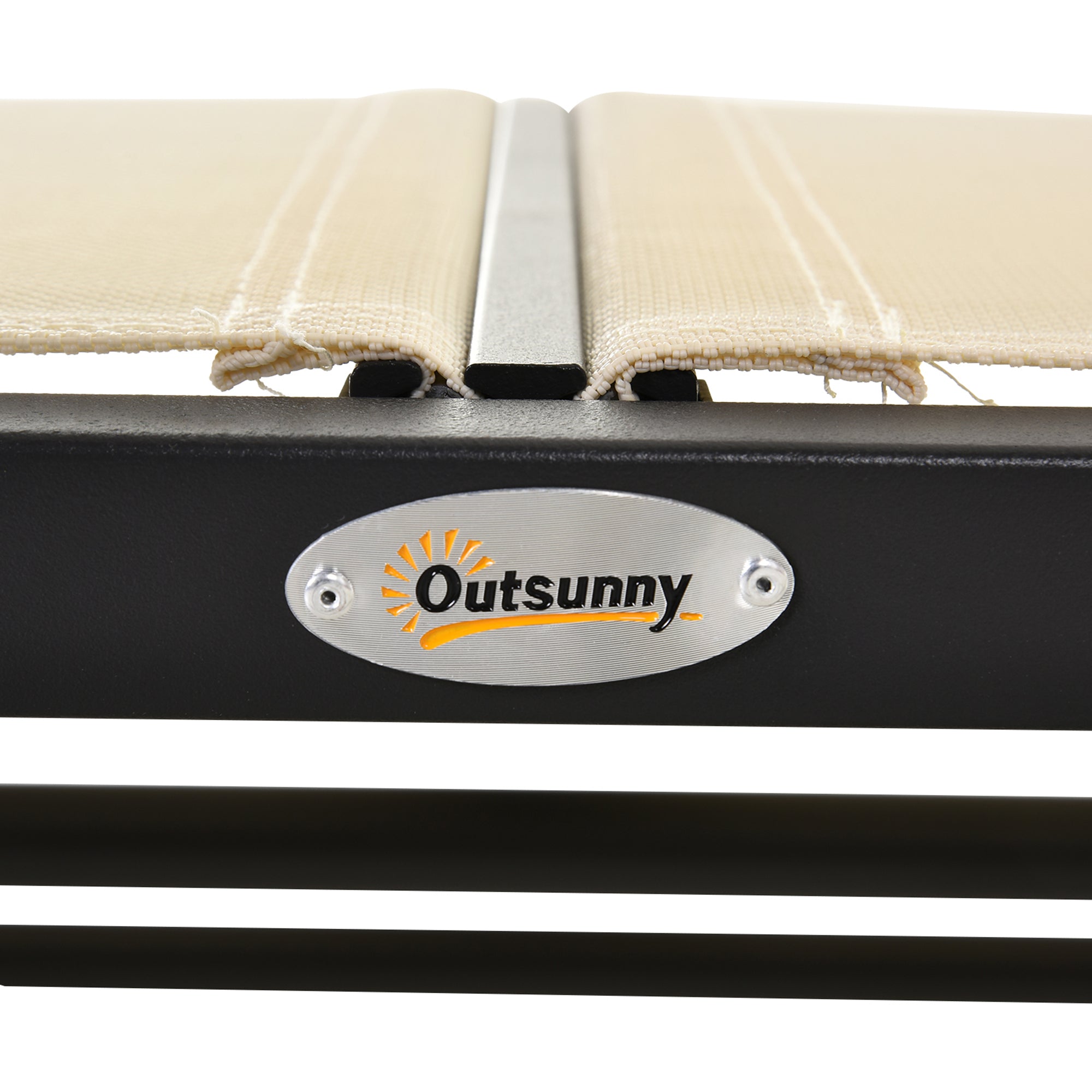 Rocking Chair 2-Seater Garden Swing Park Bench Metal, Black and Beige