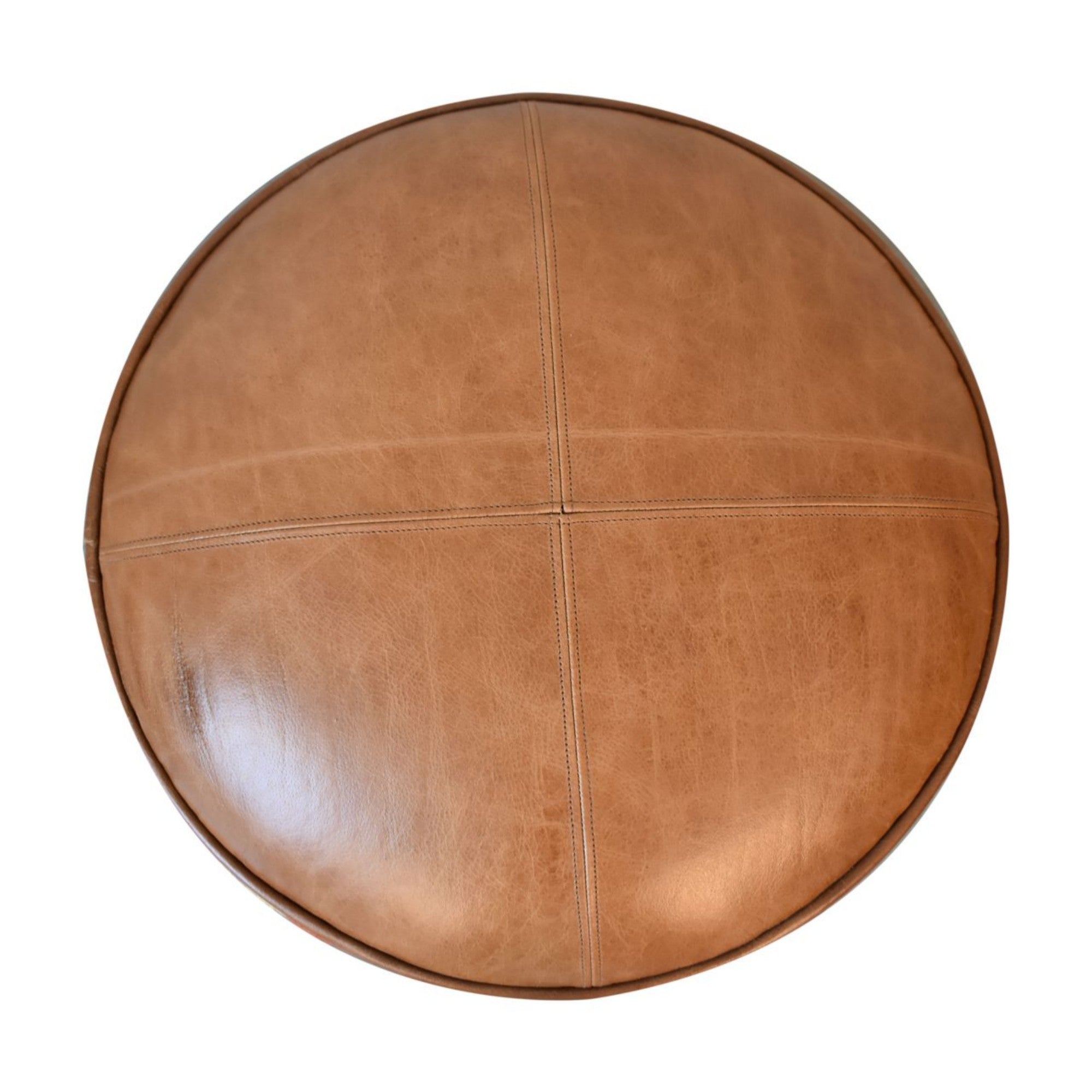 Solid Wood Footstool, Bohemian Durrie and Leather, Multicolor