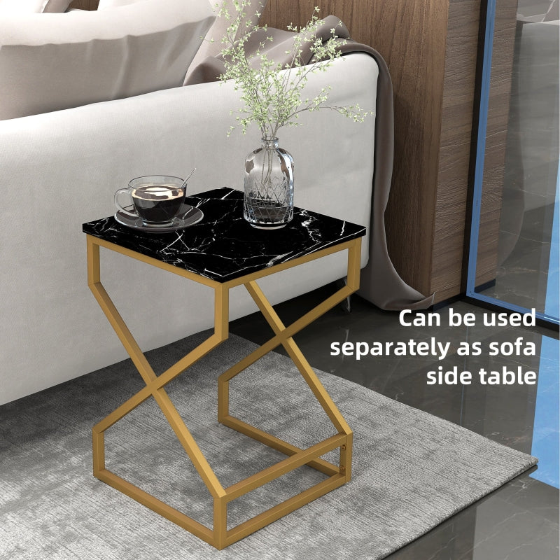 Nesting Tables, Set of Two, Marble-Effect