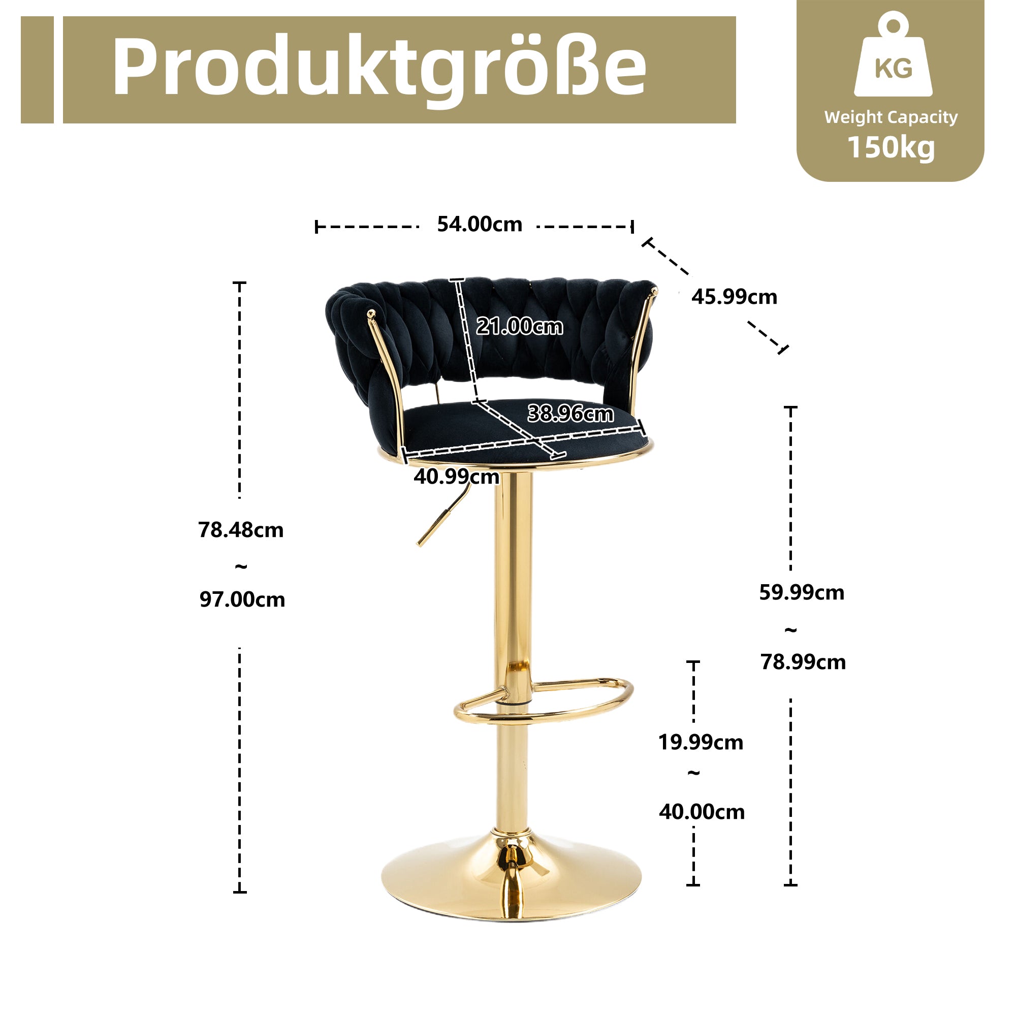 Velvet Swivel Bar Stool Set, Adjustable Height with Handcrafted Backrest