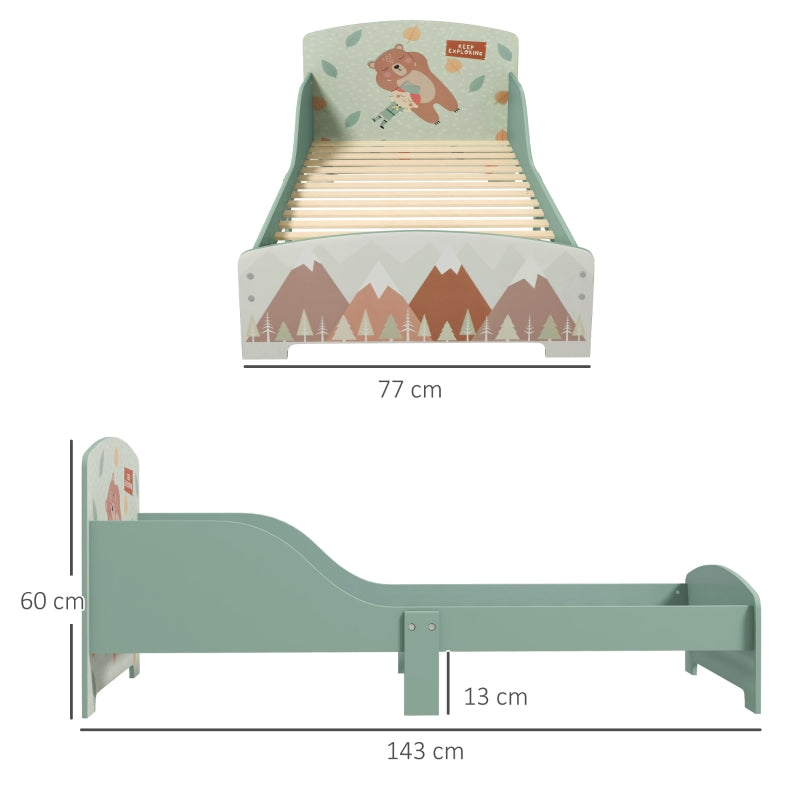 Toddler Bed Frame for Ages 3-6 Years, Green MDF
